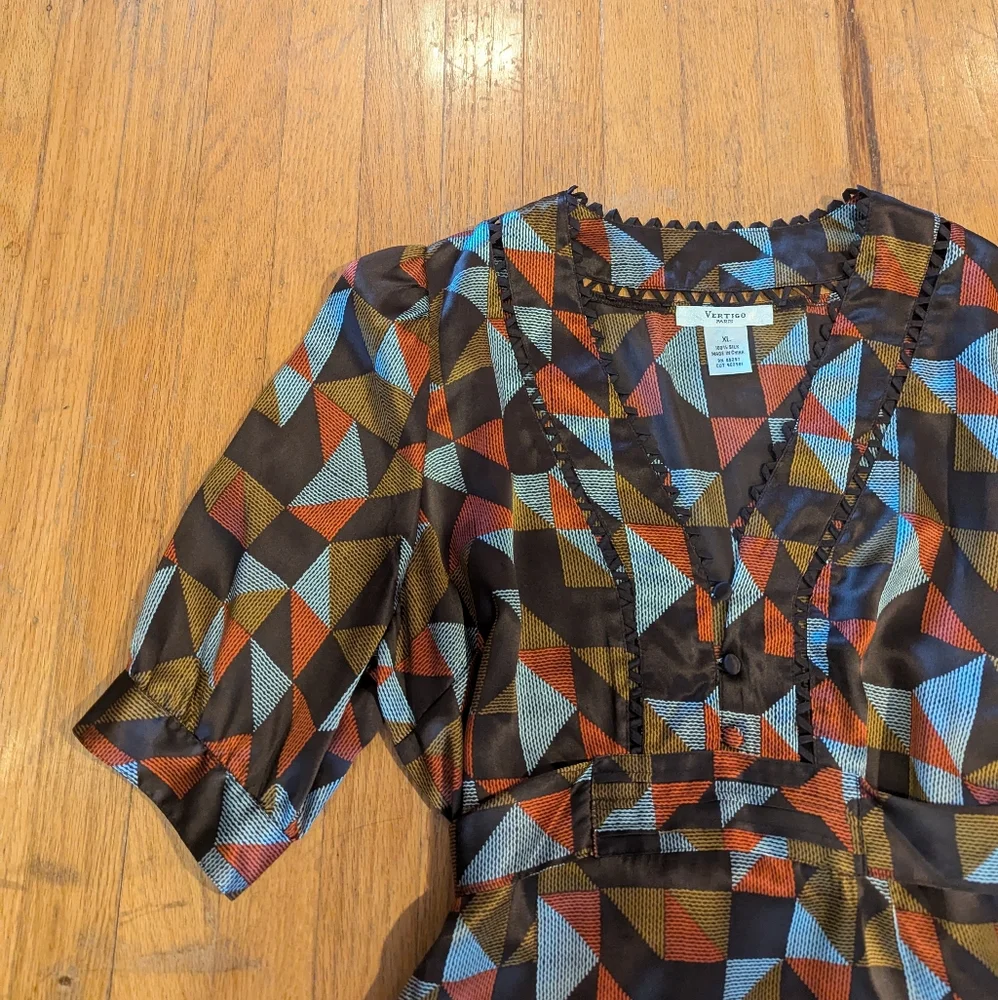 Vertigo Paris Geometric Dress - Black, Brown, Blue, Red - Picture 4 of 8